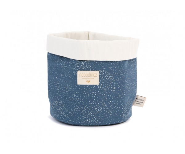 NOBODINOZ - PANDA BASKET SMALL 19X15 GOLD BUBBLE / NIGHT BLUE