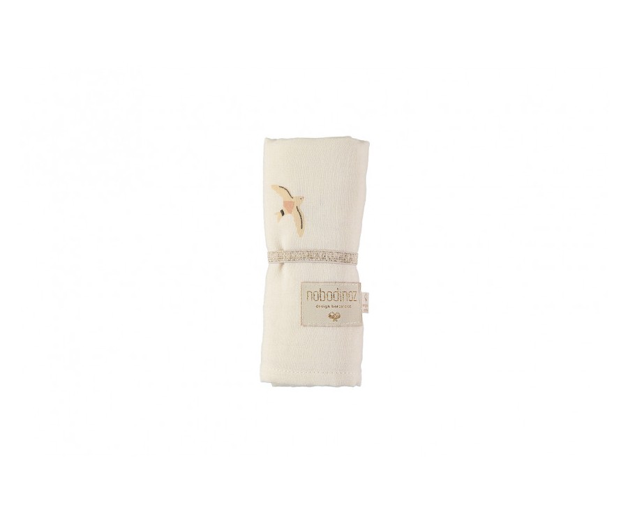 NOBODINOZ - BABY LOVE SWADDLE 70X70 NUDE HAIKU BIRDS NATURAL