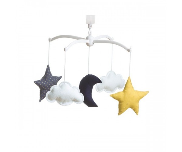 Mobile Lune bleu marine - Pouce et Lina