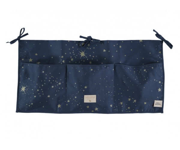 NOBODINOZ - MERLIN CRIB ORGANIZER 30X60 GOLD STELLA / NIGHT BLUE